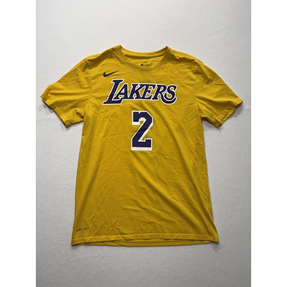 Los Angeles Lakers Shirt Mens Medium Yellow NBA Lonzo Ball Nike Dri Fit